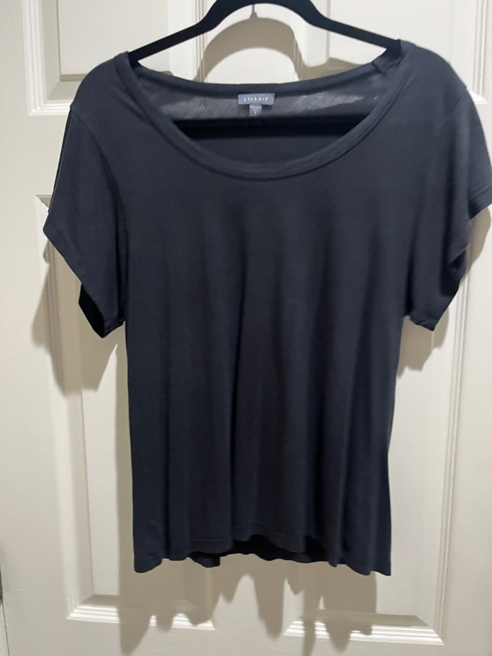 Lilla P Black Scoop Neck Short Sleeve Tee